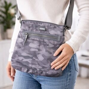 Baggallini Gray Camo Crossbody Bag Lightweight Travel Everyday Purse
